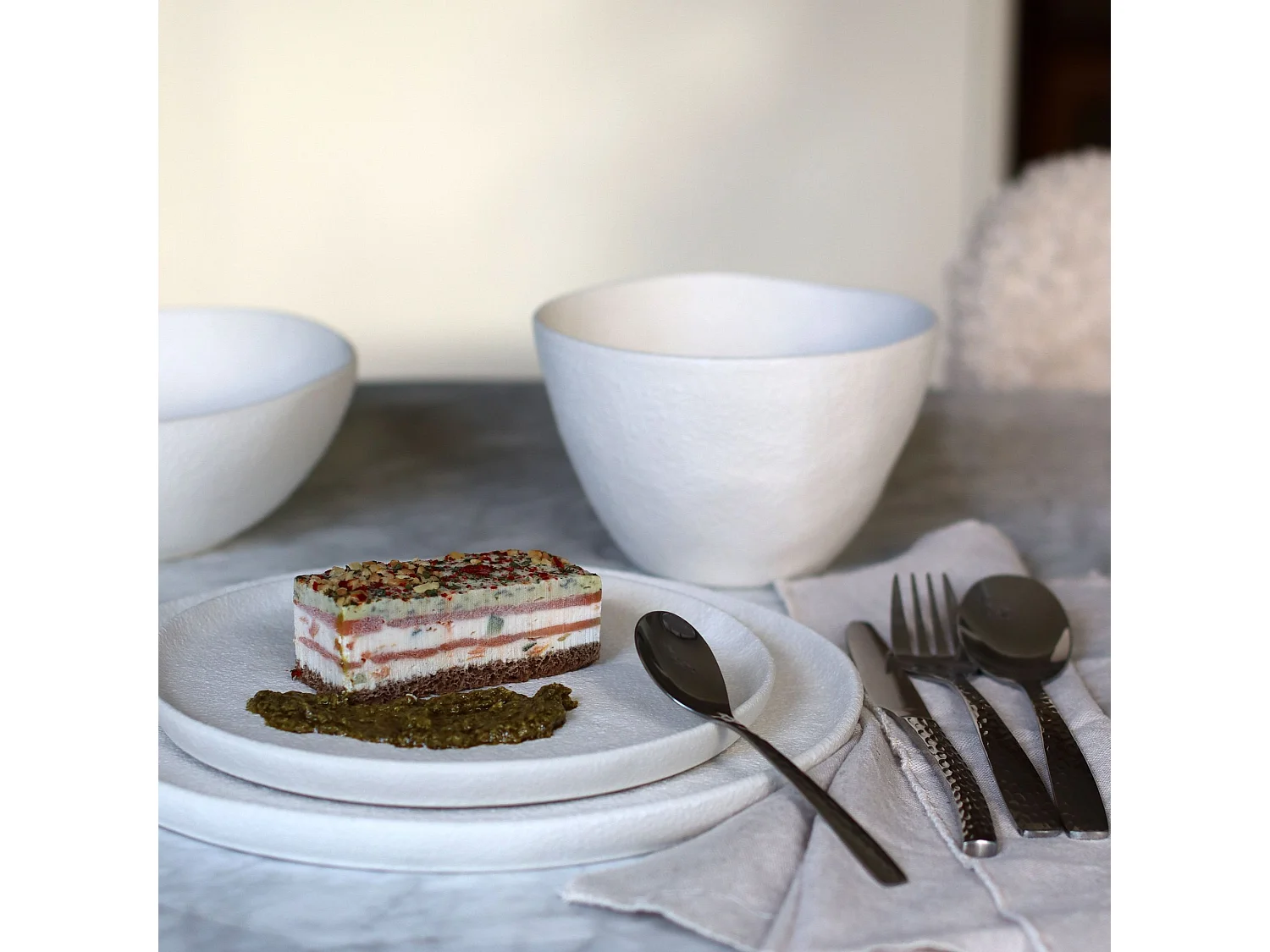 Ogo Living - Lot 6 Assiettes Plates Snowstack 27cm En Gres Blanc Mat