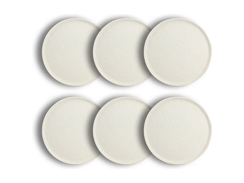 Ogo Living - Lot 6 Assiettes Plates Snowstack 27cm En Gres Blanc Mat