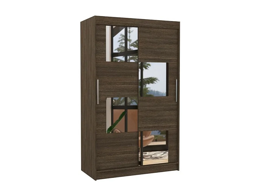 Armoire Lorano (120cm)/portes coulissantes/miroir/Marron