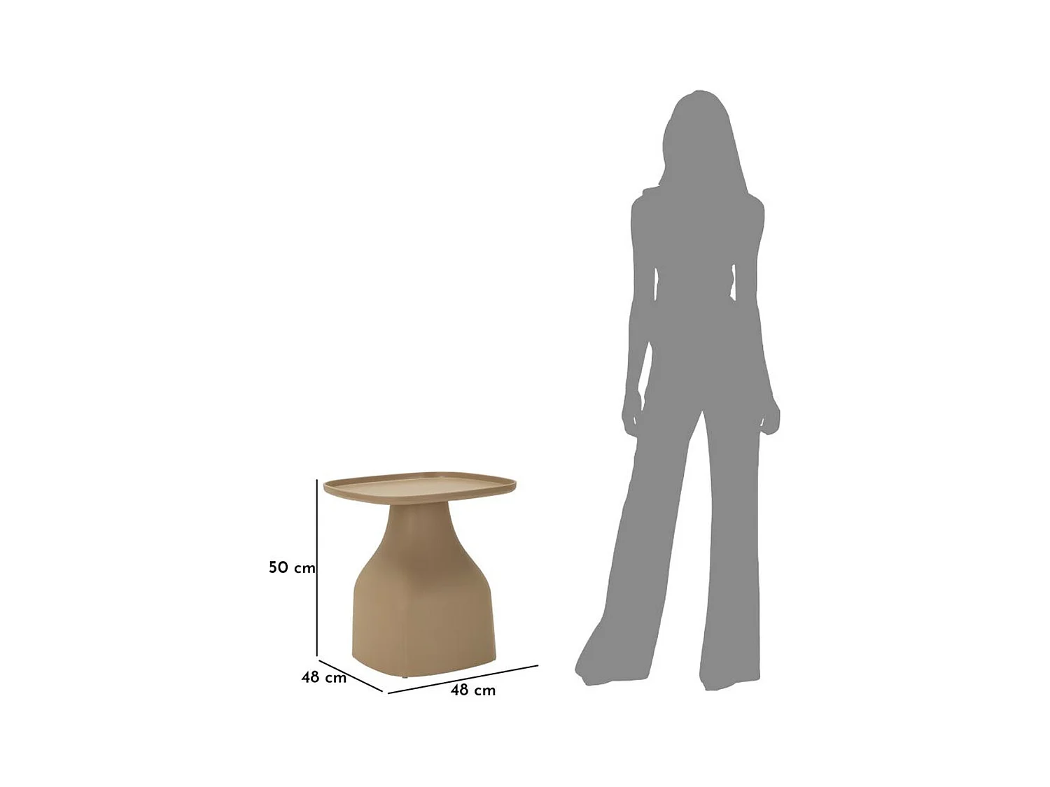 Mesa de Centro MF711, Cinzento, 50x48x48 cm, Epikasa