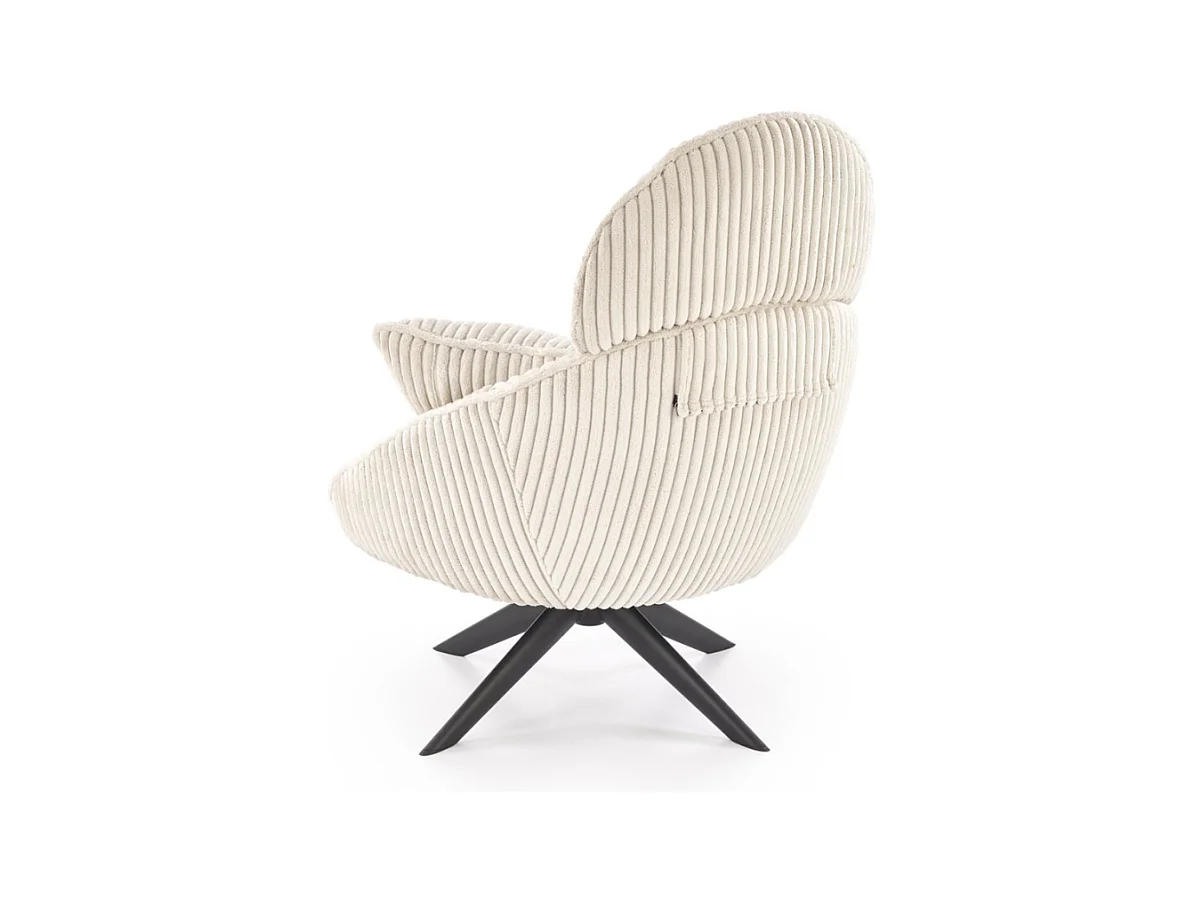 Sillón giratorio en tejido acanalado crema + 2 cojines HELENA