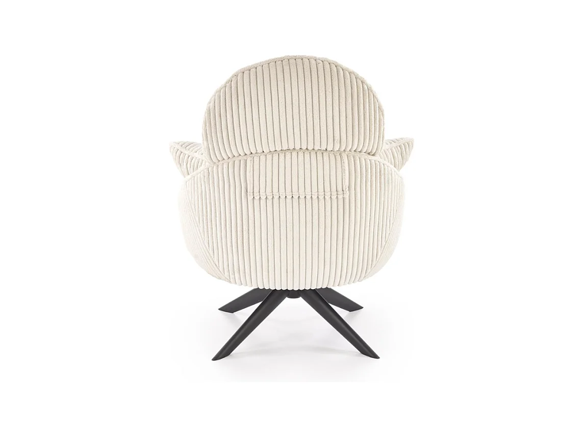 Sillón giratorio en tejido acanalado crema + 2 cojines HELENA