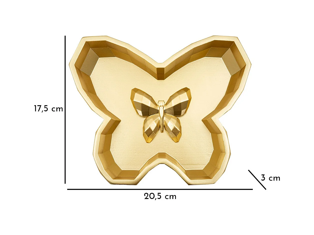 Plateau Papillon, Or, 3x20,5x17,5 cm, Seven Design