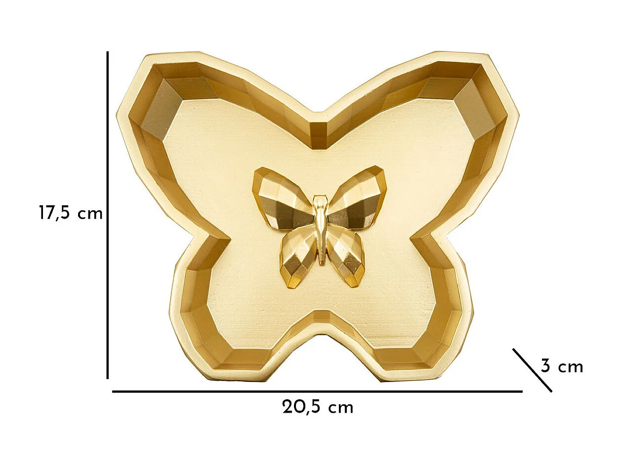 Plateau Papillon, Or, 3x20,5x17,5 cm, Seven Design