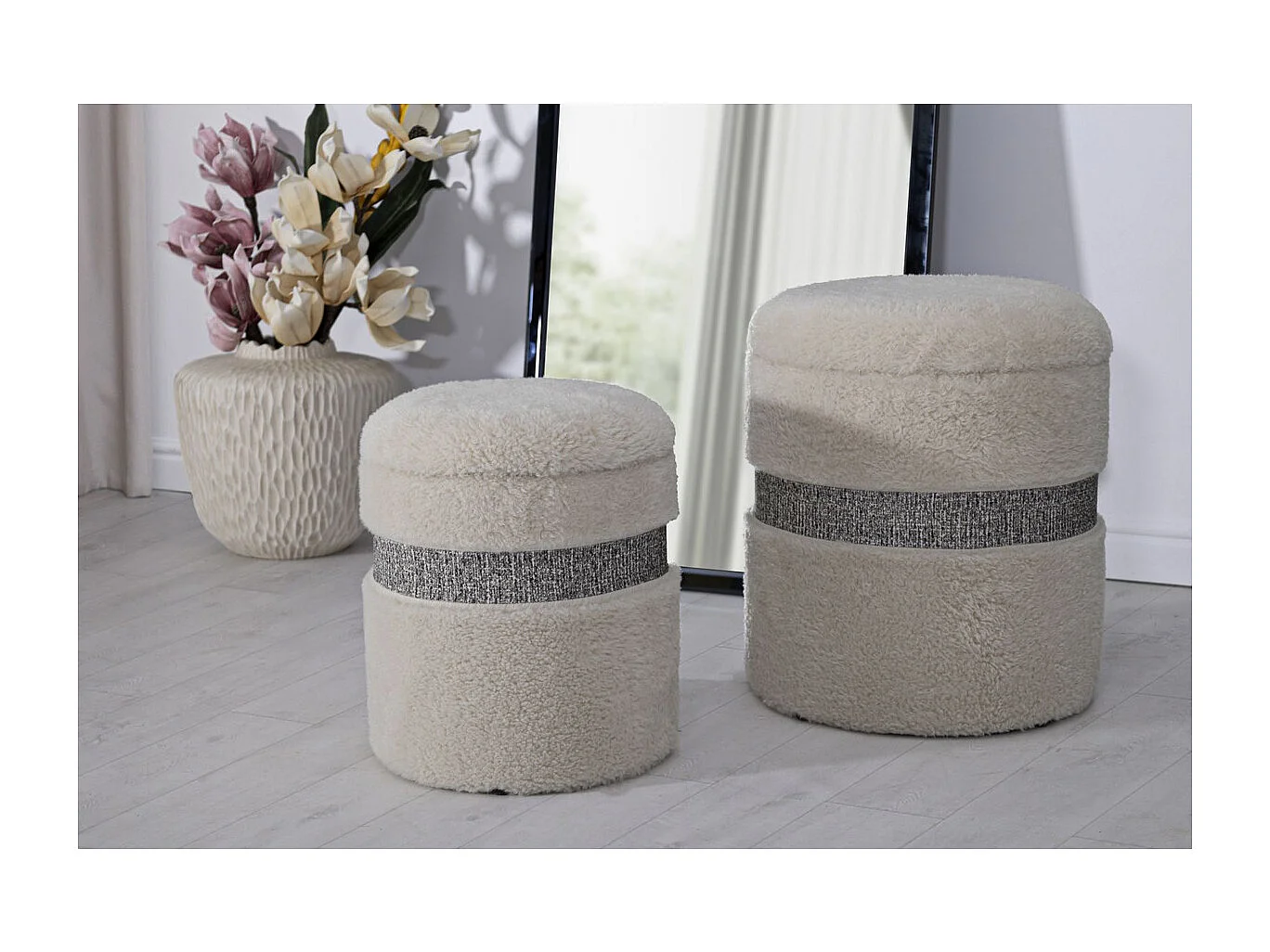Pouf MF720, Beige, 47x40x40 cm, Epikasa