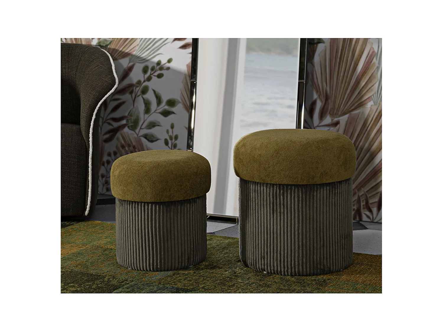 Pouf MF723, Verde, 44x42x42 cm, Epikasa