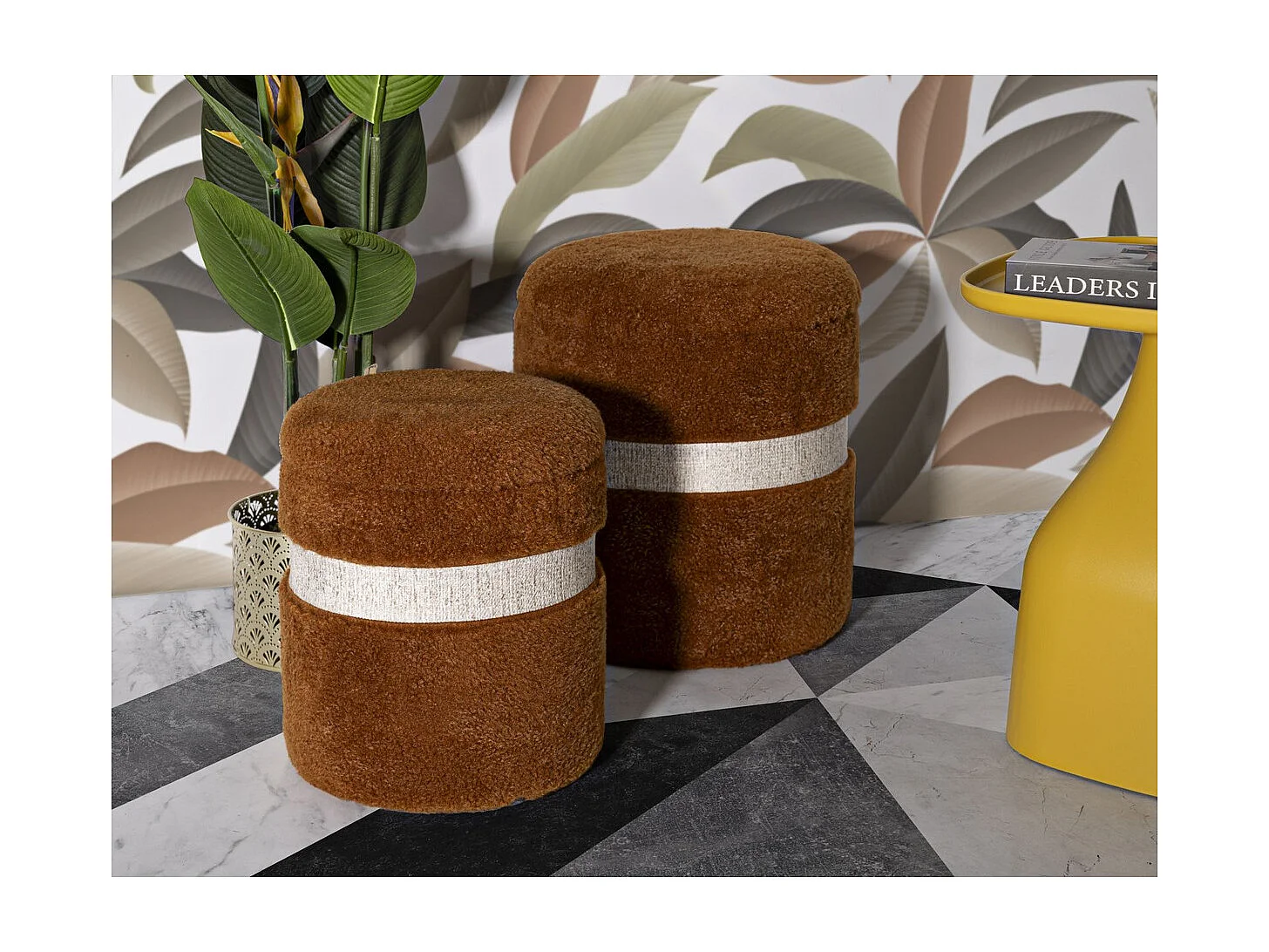 Pouf MF721, Marrone, 47x40x40 cm, Epikasa