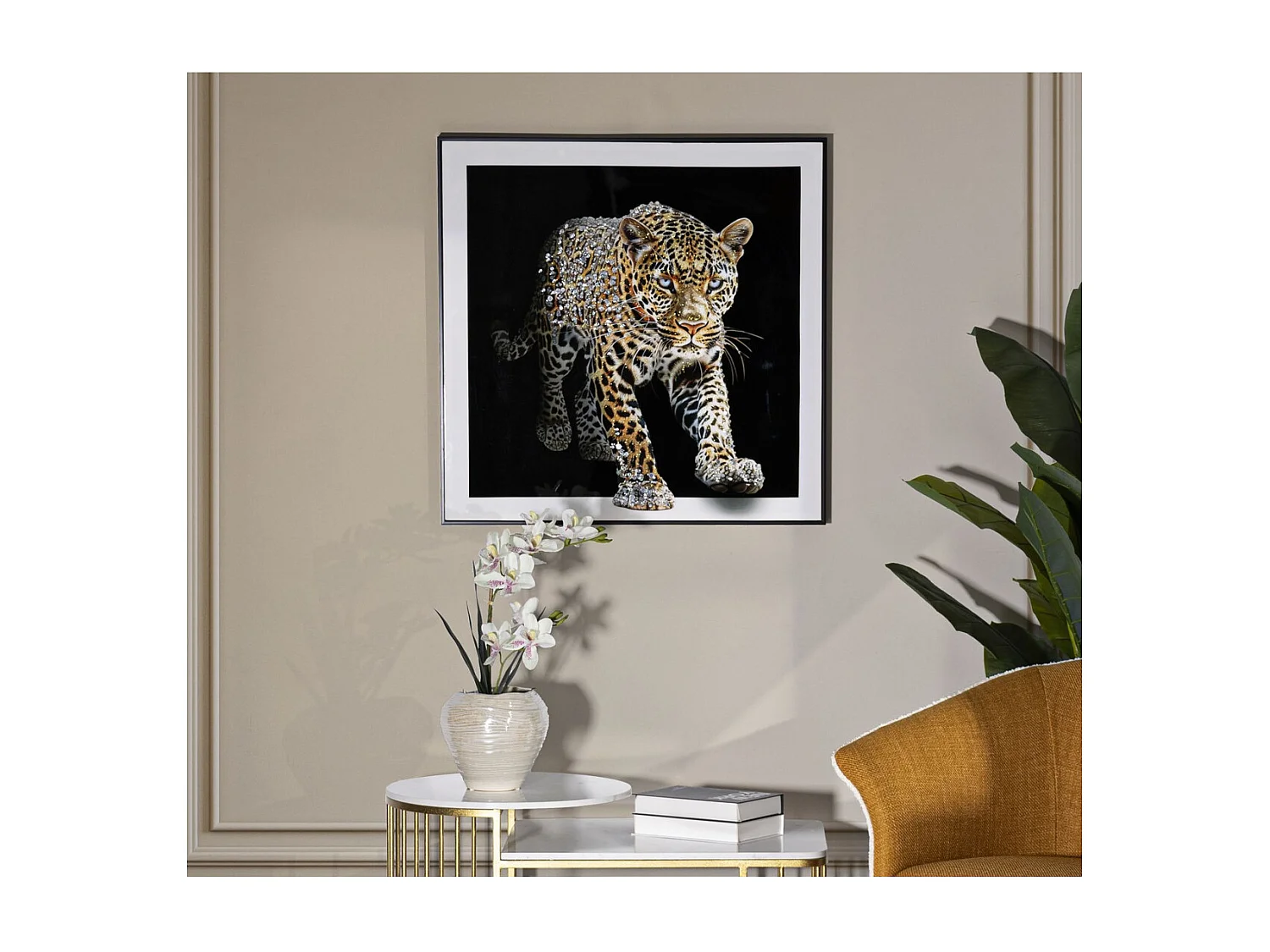 Impression sur Toile Léopard, Multicouleur, 82x82x4 cm, Seven Design