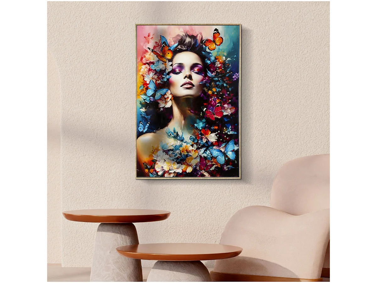 Impression sur Toile Fleurs, Multicouleur, 92x62x4 cm, Seven Design