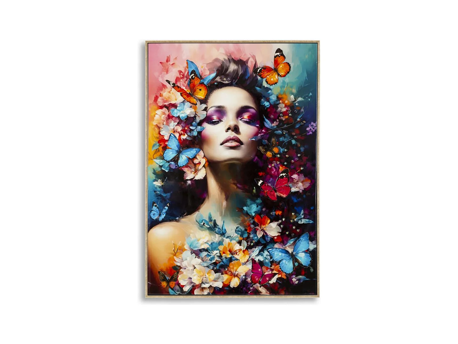 Afdrukken op Canvas Bloemen, Veelkleurig, 92x62x4 cm, Epikasa