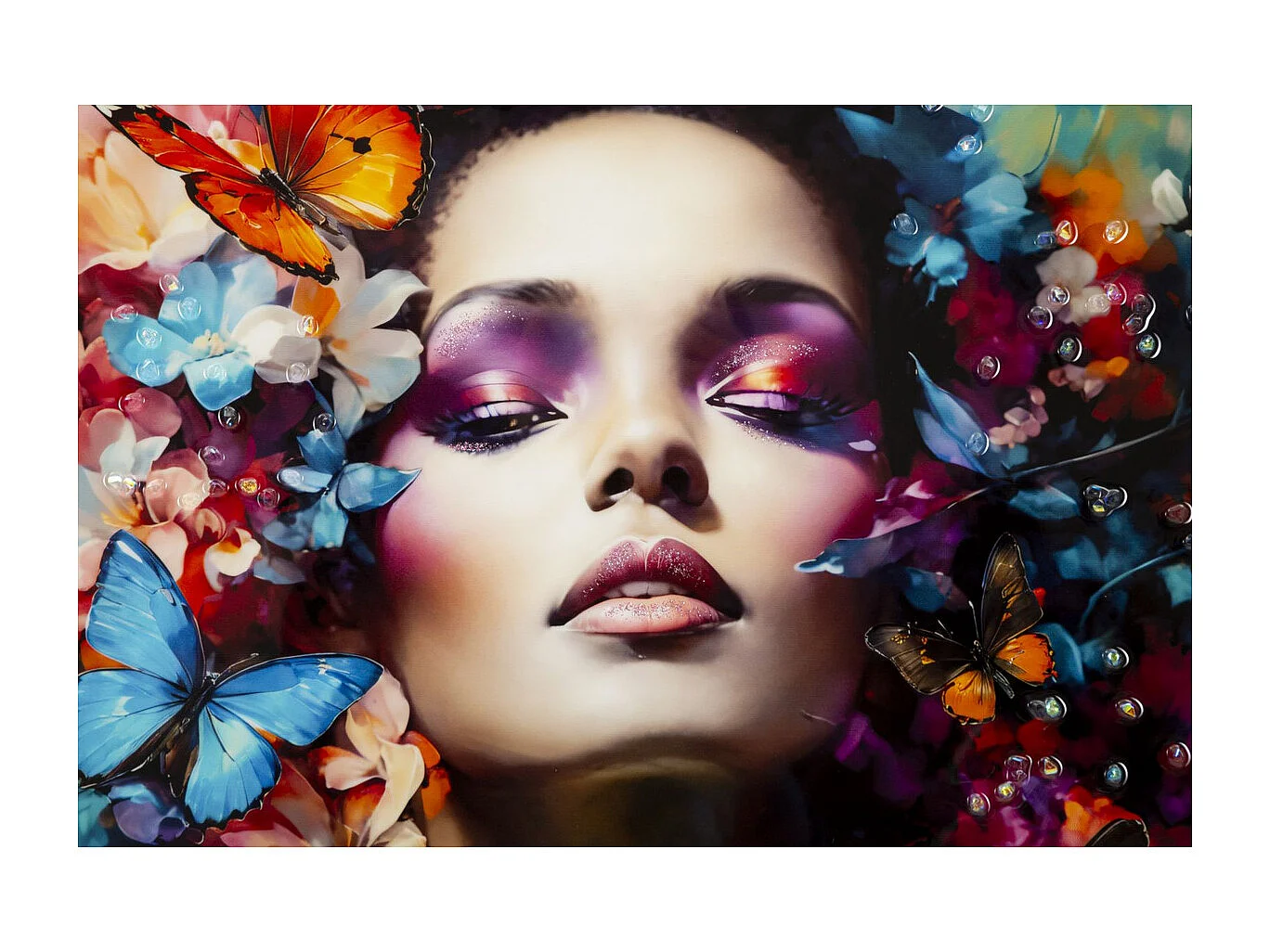 Wydruk na Płótnie Kwiaty, Wielokolorowy, 92x62x4 cm, Seven Design