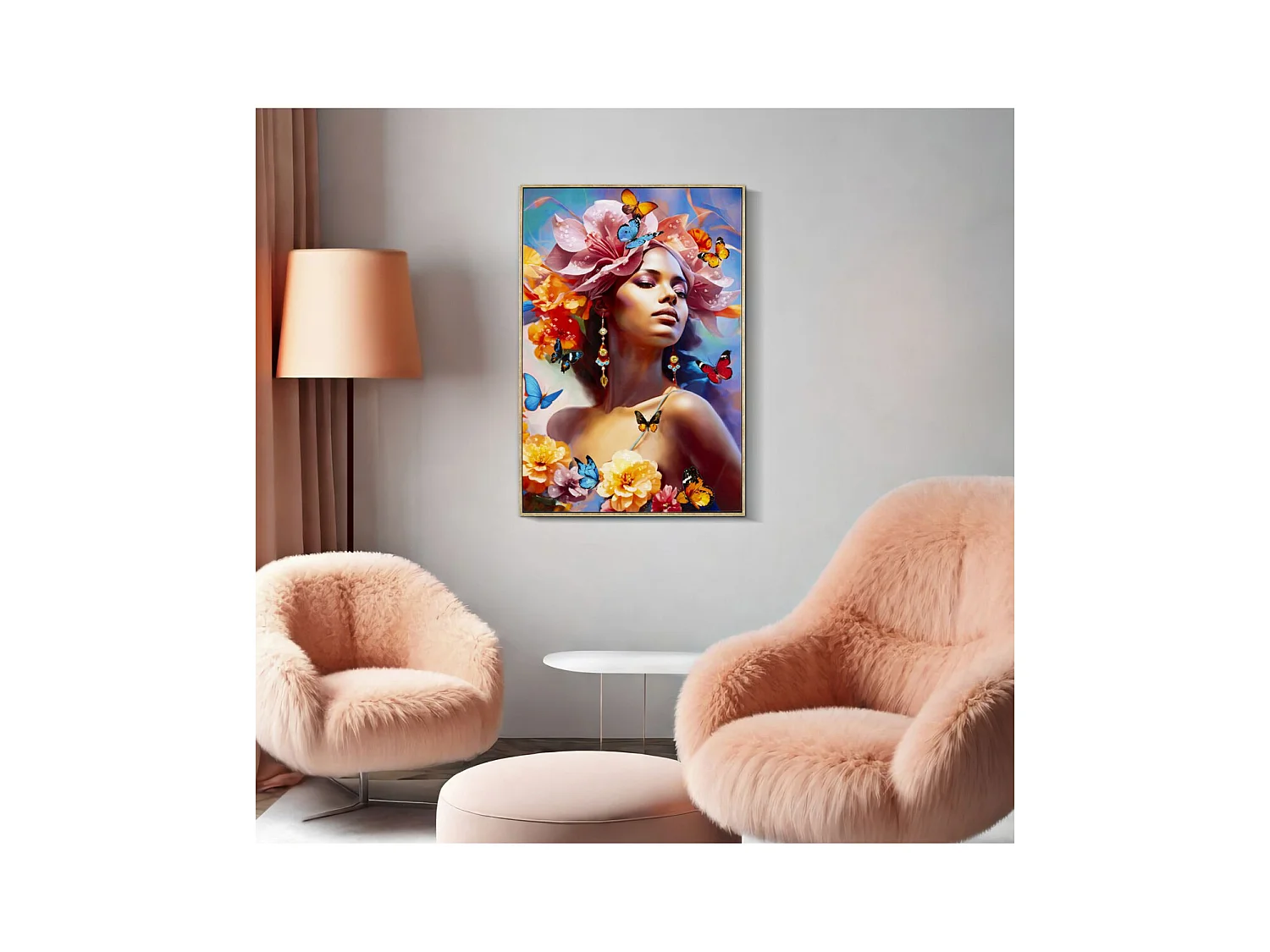 Impression sur Toile Fleurs, Multicouleur, 92x62x4 cm, Seven Design