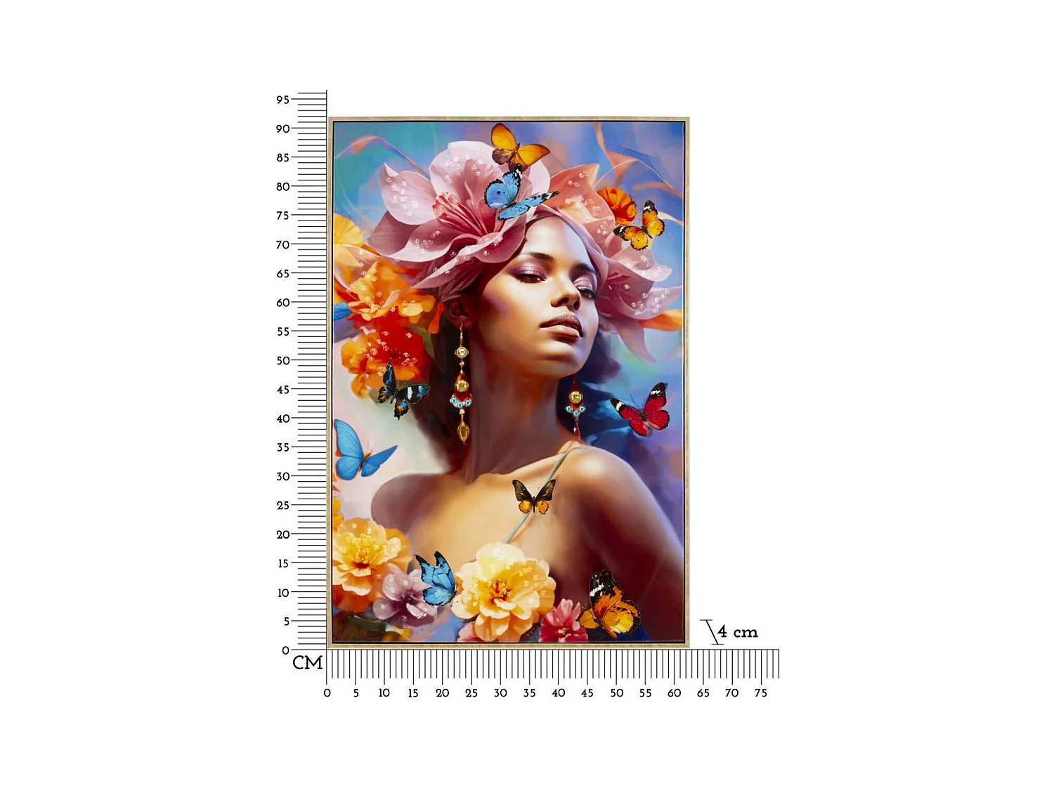 Impression sur Toile Fleurs, Multicouleur, 92x62x4 cm, Seven Design