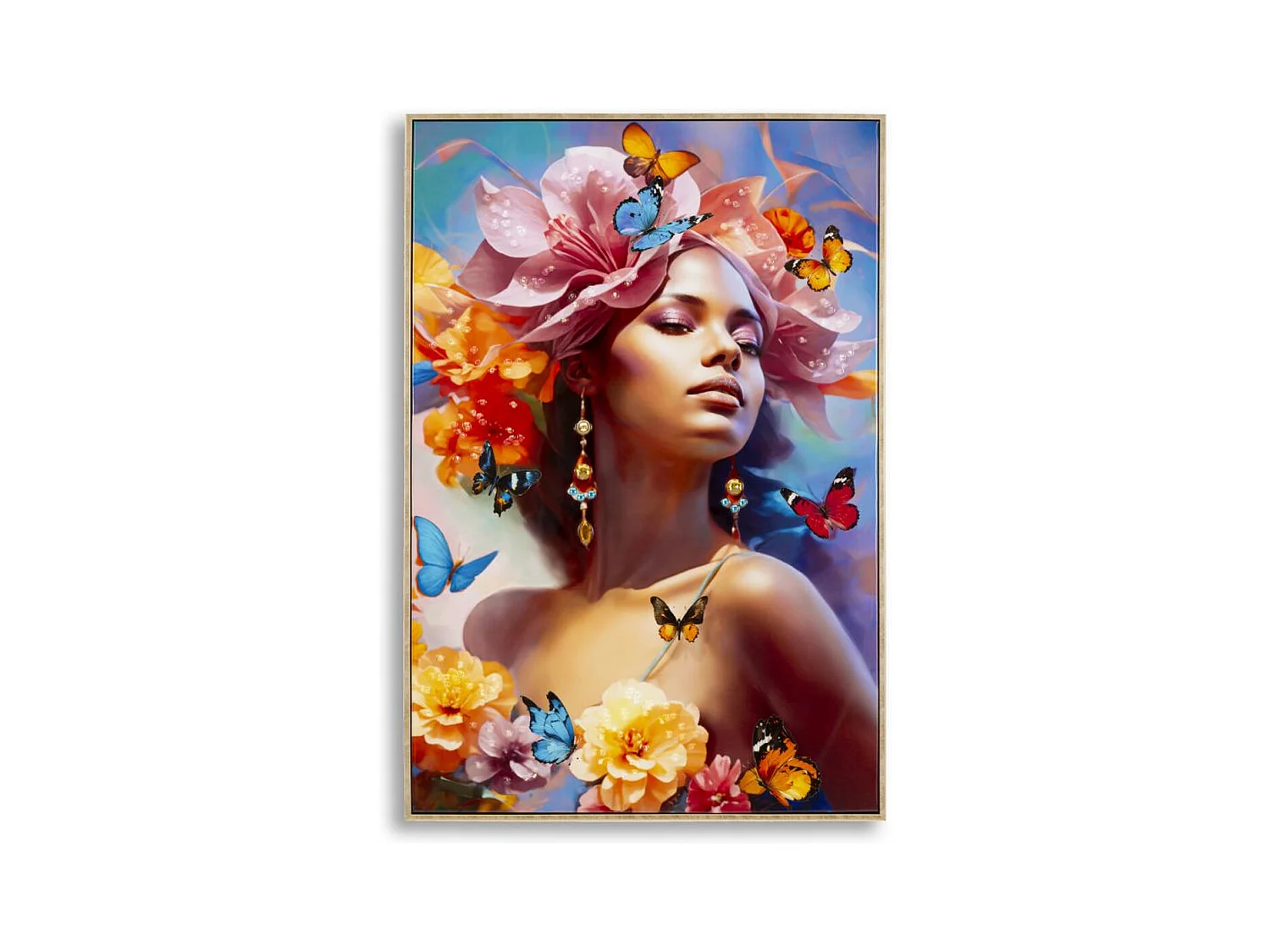 Stampa su Tela Fiori, Multicolore, 92x62x4 cm, Epikasa