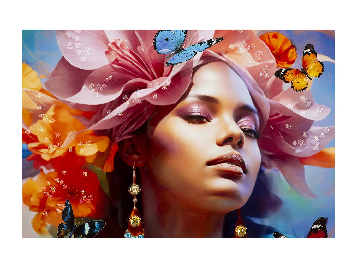 Wydruk na Płótnie Kwiaty, Wielokolorowy, 92x62x4 cm, Seven Design