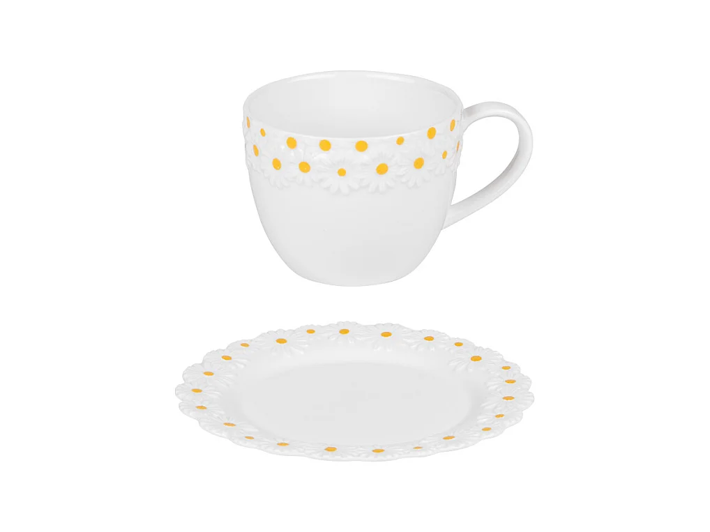 Coffret de 6 tasses à café avec sous tasses Marguerite 10 cl