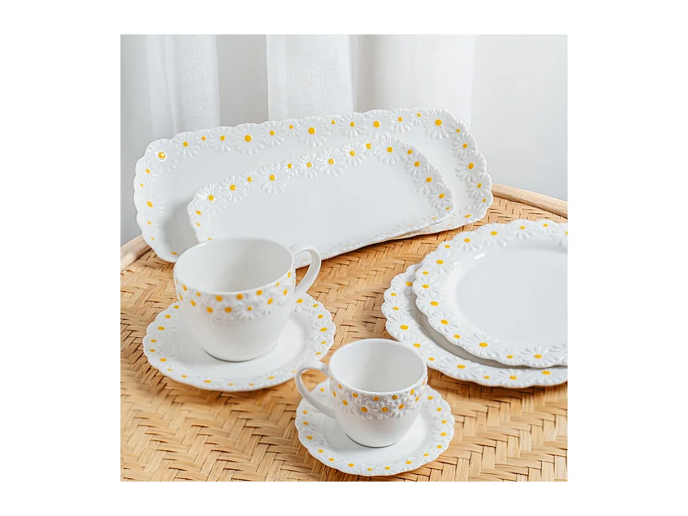 Coffret de 6 tasses à café avec sous tasses Marguerite 10 cl