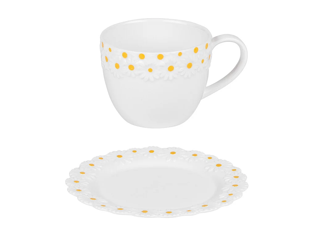 Coffret de 6 tasses à café avec sous tasses Marguerite 10 cl