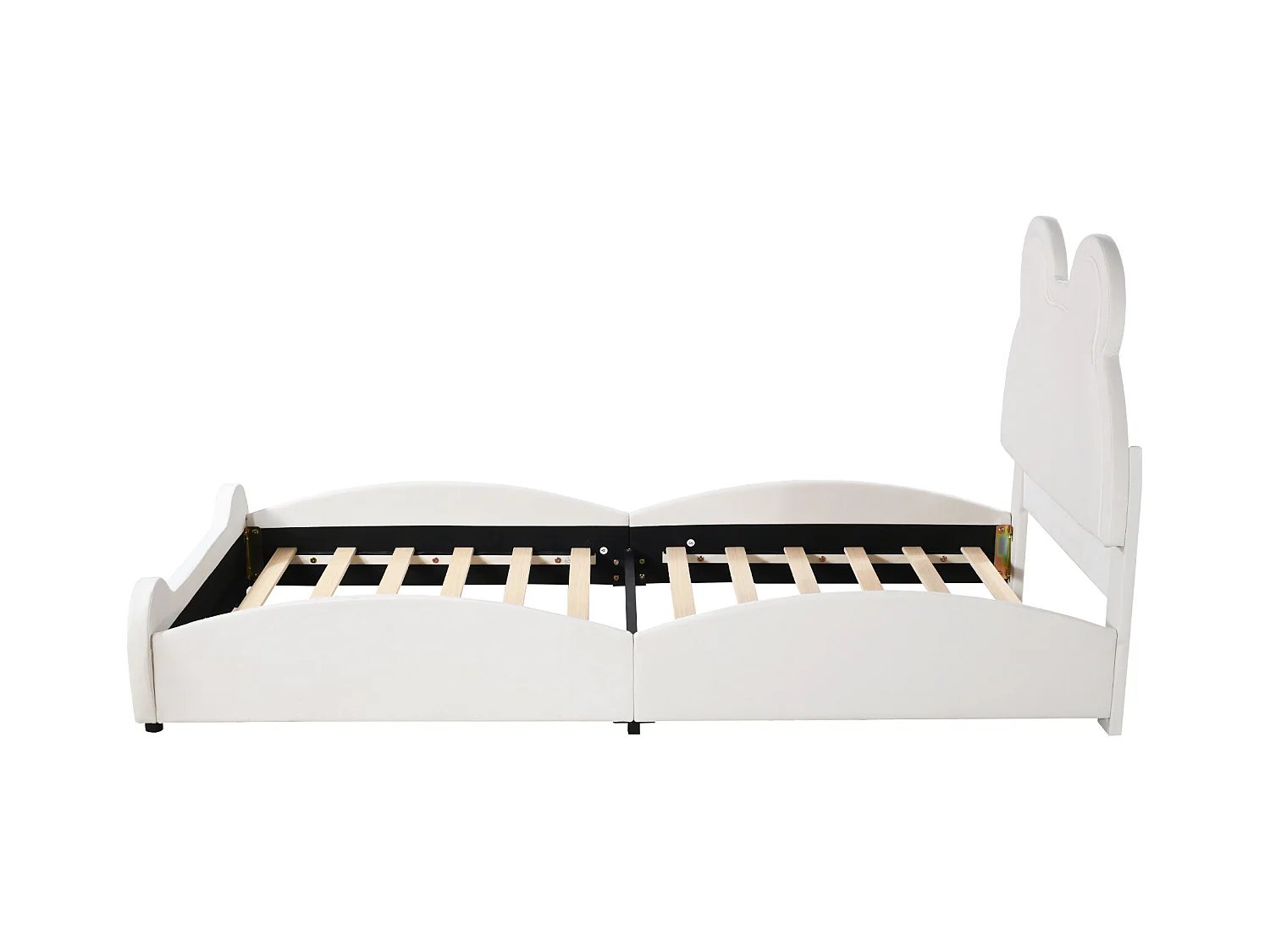 Lit enfant 90x200 cm en forme d'ours, lit simple en velours Blanc(sans matelas)