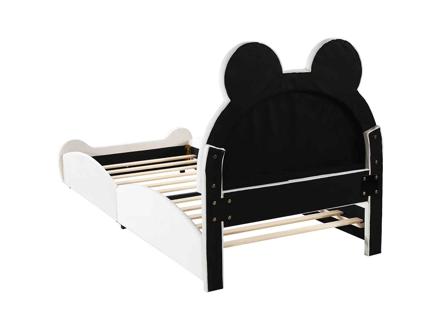Lit enfant 90x200 cm en forme d'ours, lit simple en velours Blanc(sans matelas)