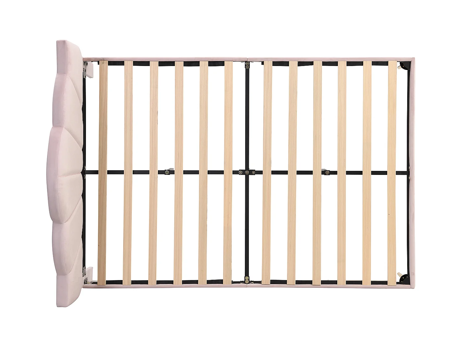 Letto matrimoniale 140x190 cm design conchiglia con testiera regolabile - Velluto rosa (senza materasso)