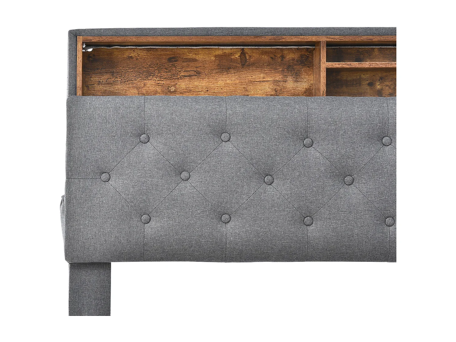 Tweepersoonsbed 140x200 cm met opberghoek en LED-verlichting - Grijs (zonder matras)