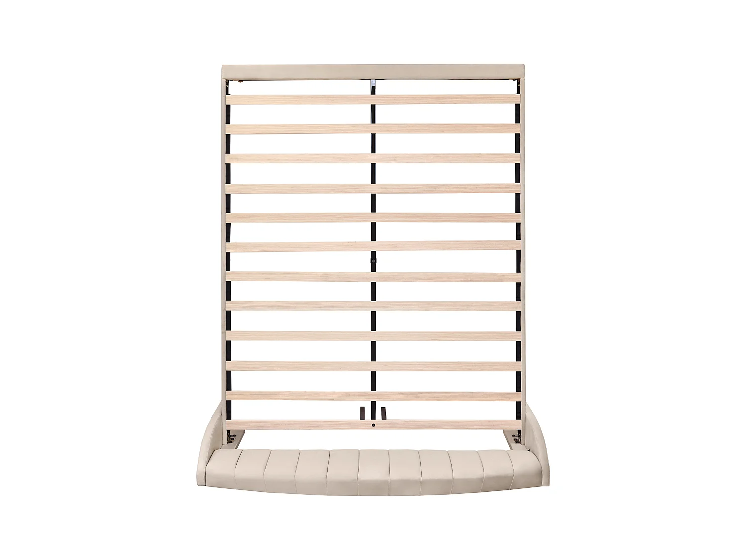 Letto matrimoniale 160x200 cm in velluto beige con testiera e rete a doghe (senza materasso)