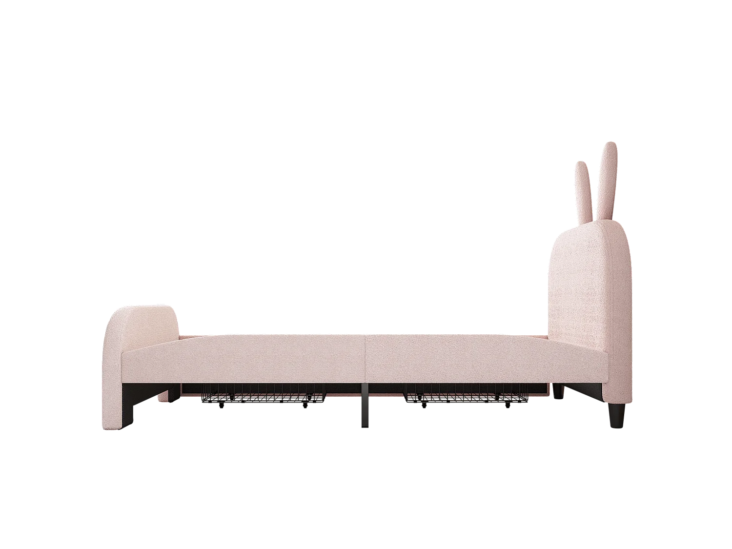 Lit enfant 90x200 cm en Forme lapin avec 2 tiroirs - Rose (sans matelas)
