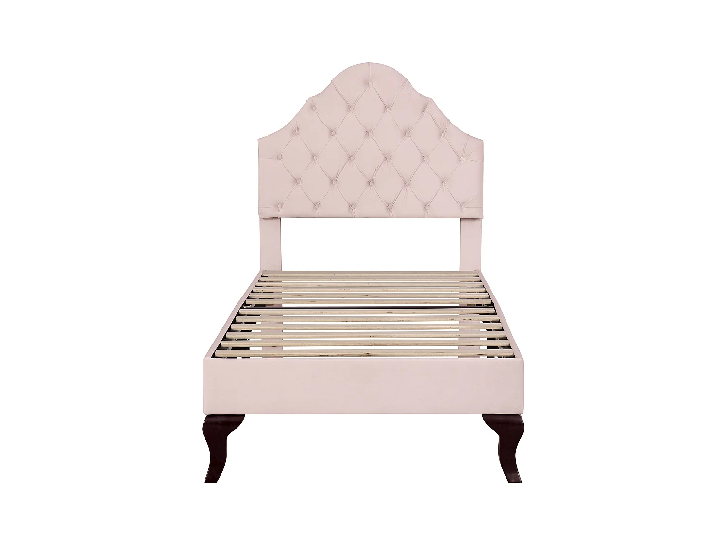 Letto singolo per bambini 90x200 cm in velluto rosa con testiera regolabile e rete a doghe (senza materasso)