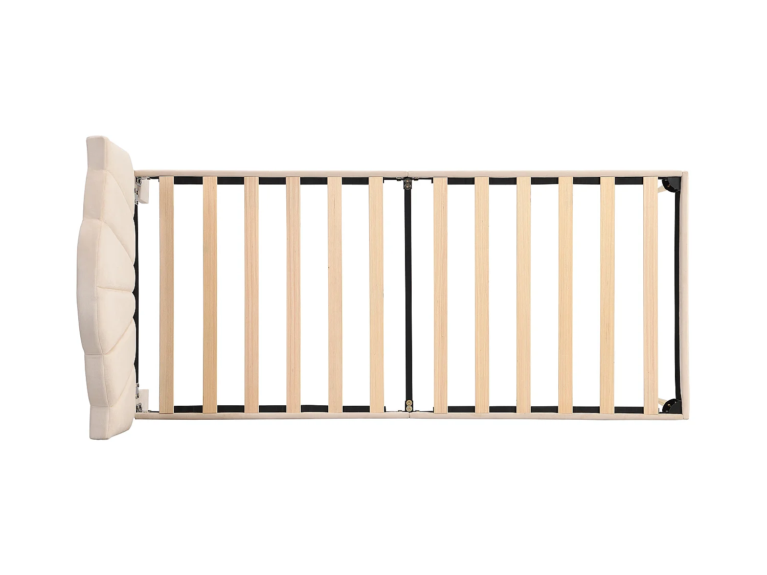 Lit coquillage simple 90x200 cm en velours beige avec pieds en métal doré, tête de lit réglable(sans matelas)