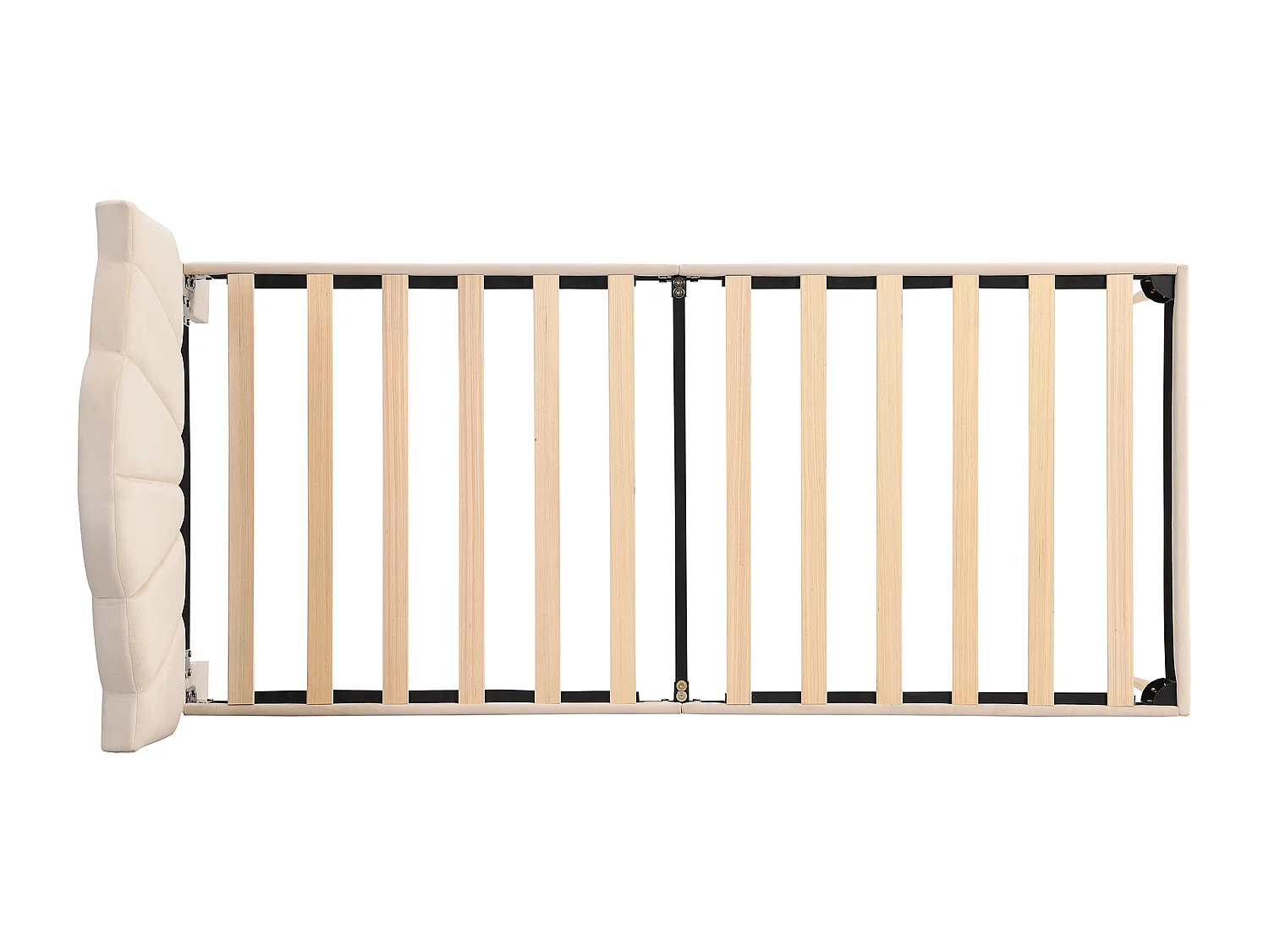 Lit coquillage simple 90x200 cm en velours beige avec pieds en métal doré, tête de lit réglable(sans matelas)