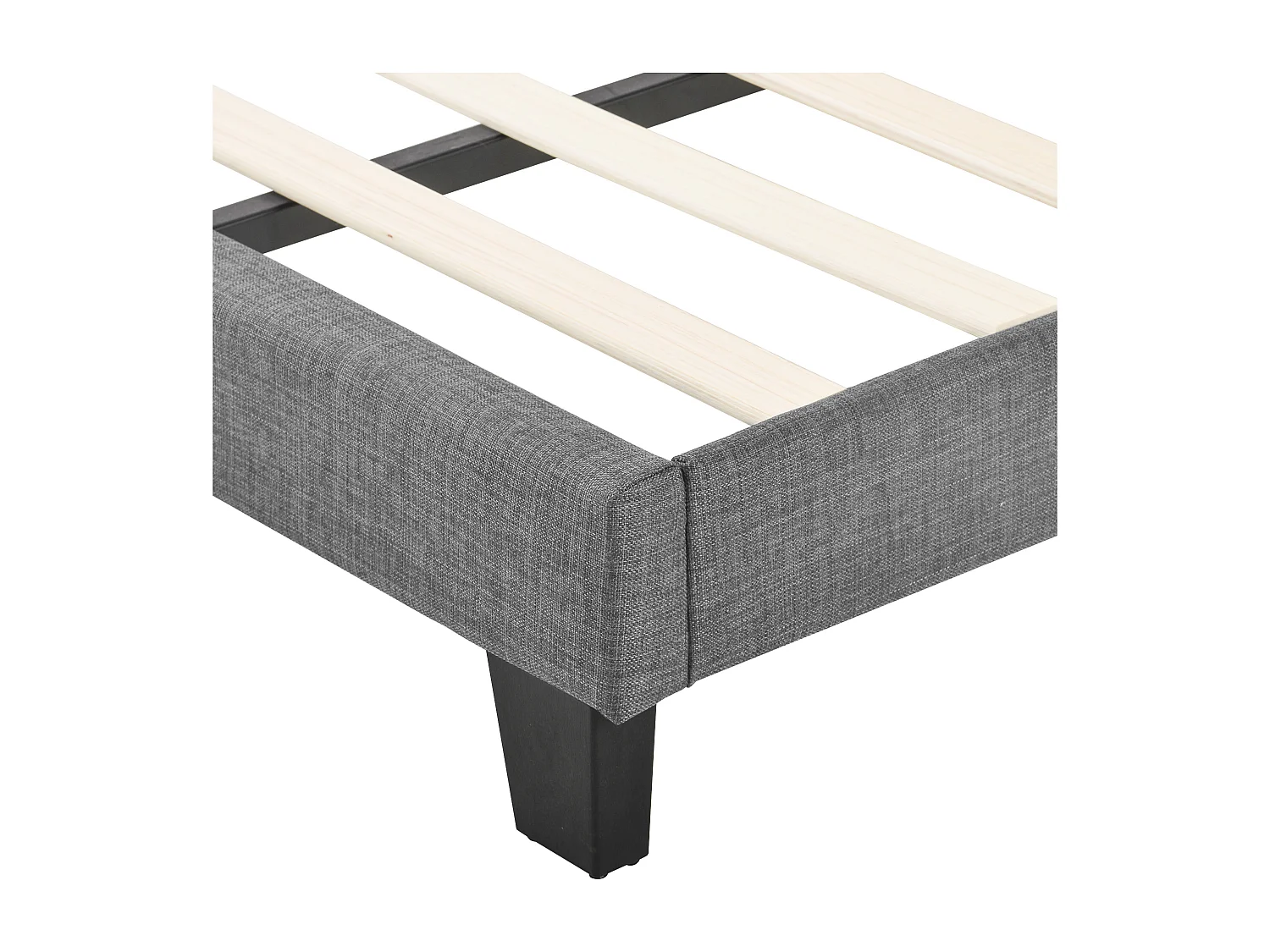 Cama individual 90x200 cm com cabeceira - estrado de ripas - linho cinza (sem colchão)