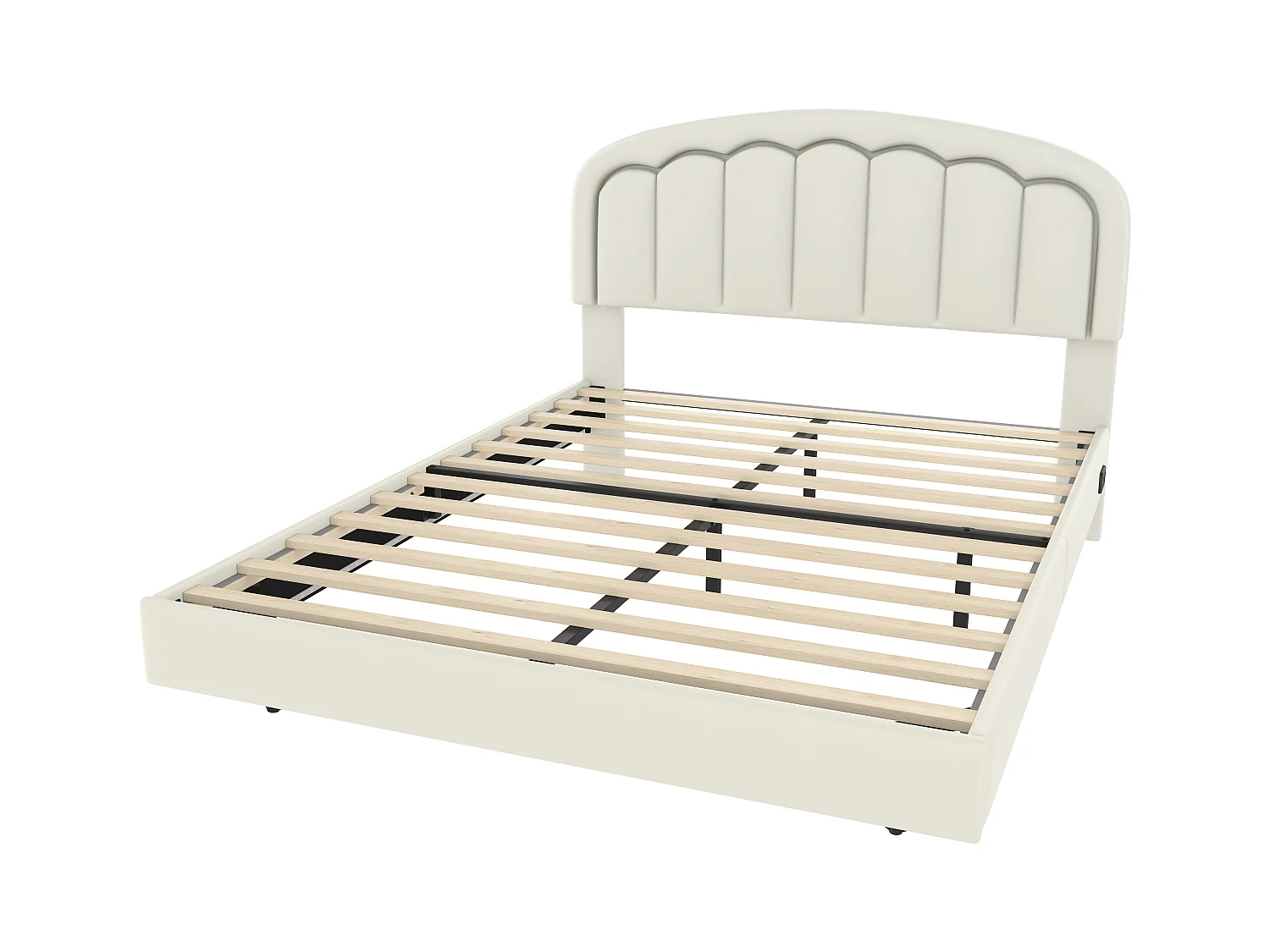 Lit adulte 140x200 cm avec tête de lit, design flottant et barre lumineuse LED - Blanc(sans matelas)