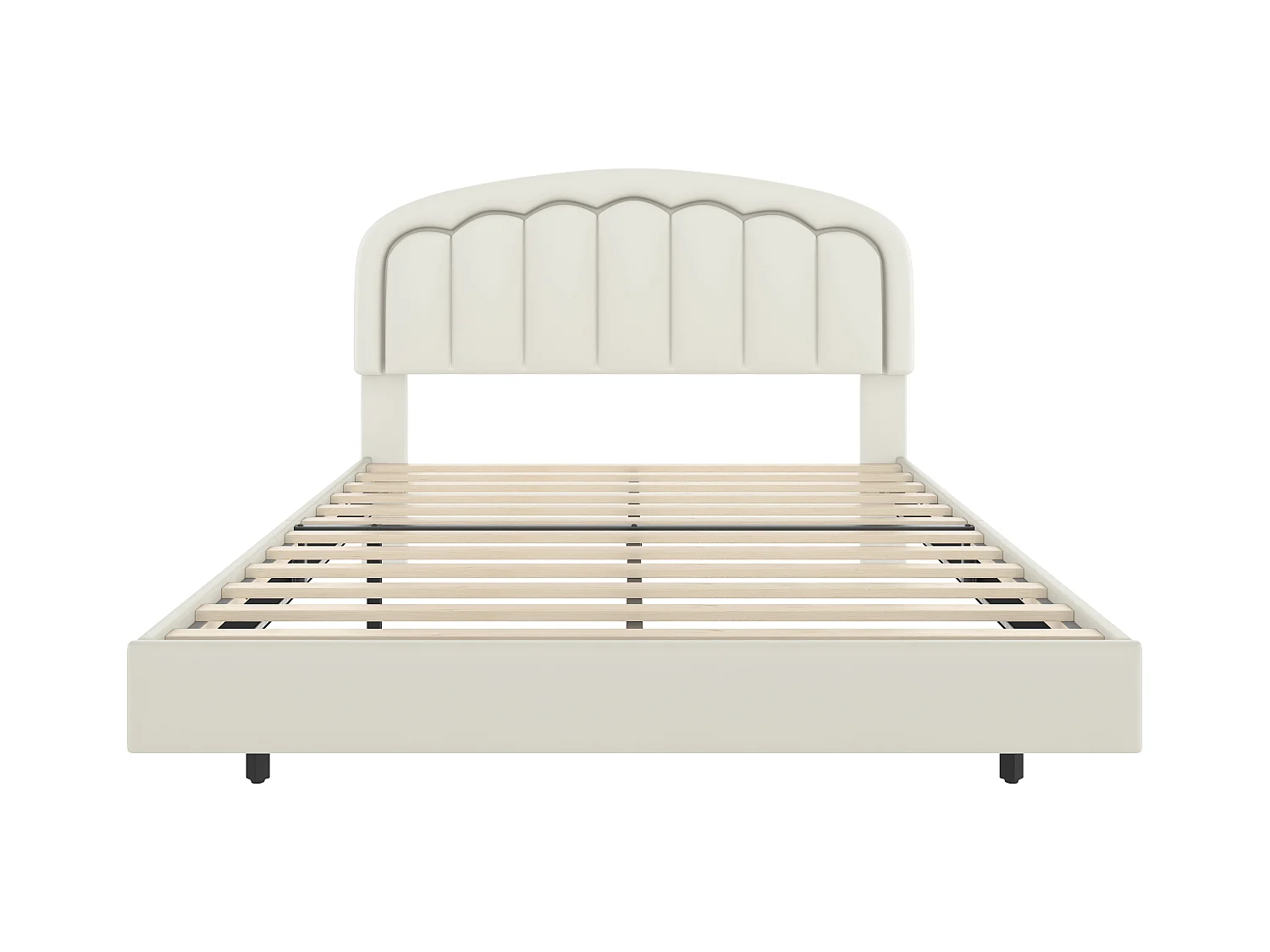 Lit adulte 140x200 cm avec tête de lit, design flottant et barre lumineuse LED - Blanc(sans matelas)