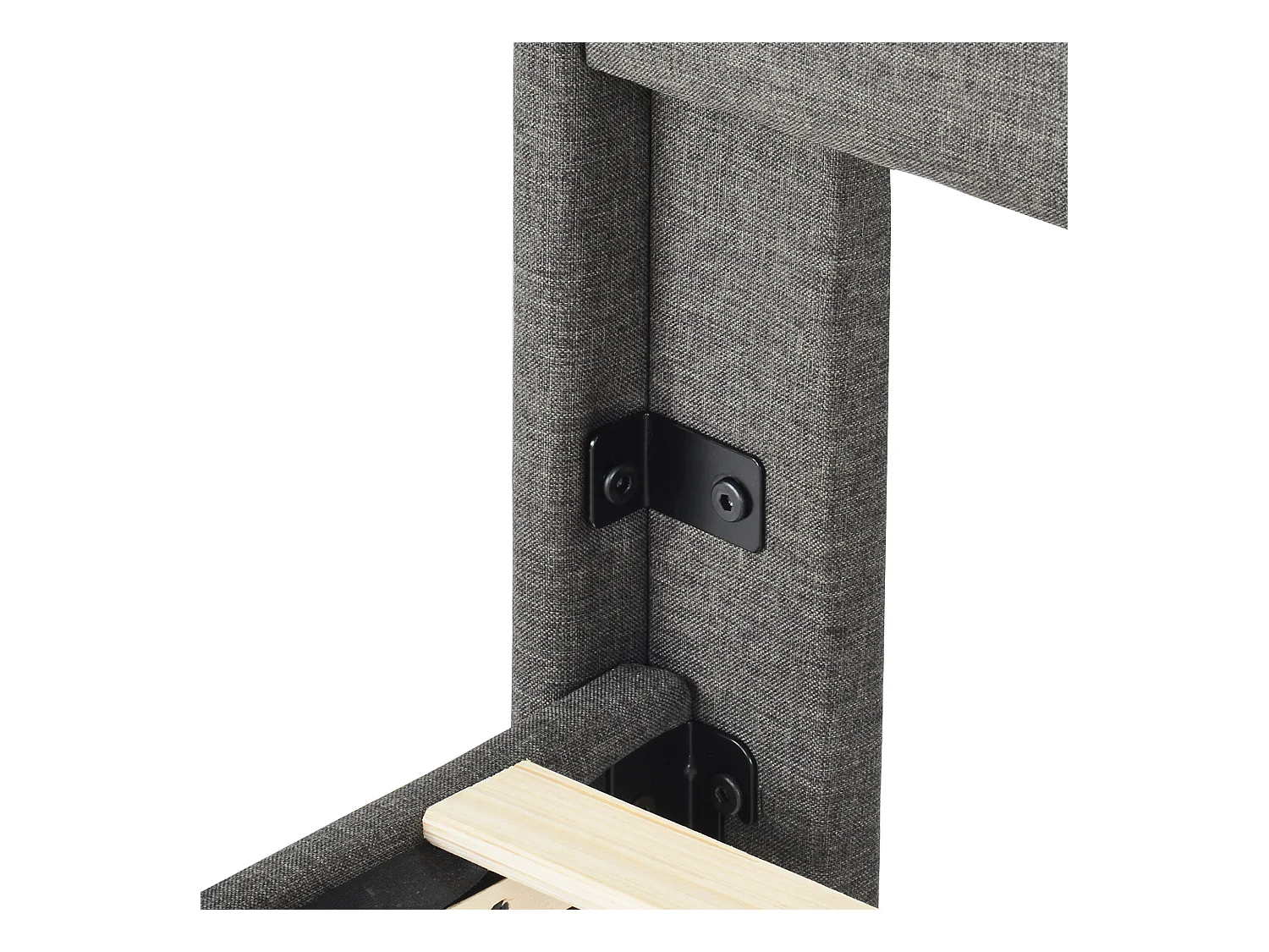 Lit enfant 90x200 cm avec sommier à lattes et tête de lit - Revêtement en lin gris, sans matelas