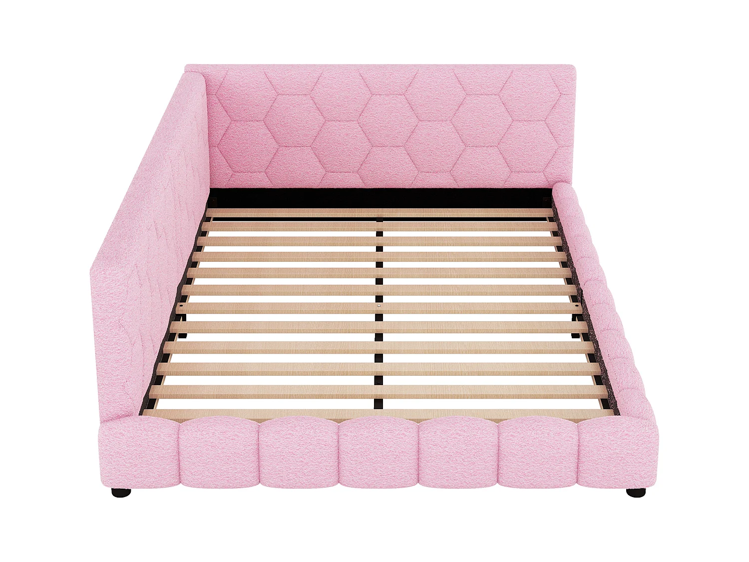 Letto divano 140x200 cm con rete a doghe, luce ambientale 16 colori, USB, rosa (senza materasso)