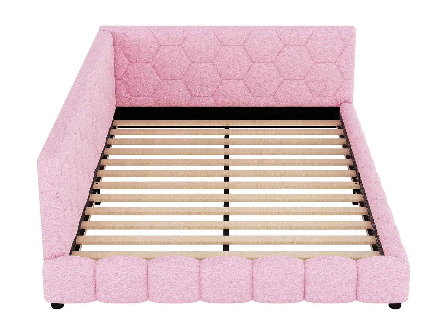 Cama sofá 140x200 cm com estrado de ripas, luz ambiente 16 cores, USB, rosa (sem colchão)