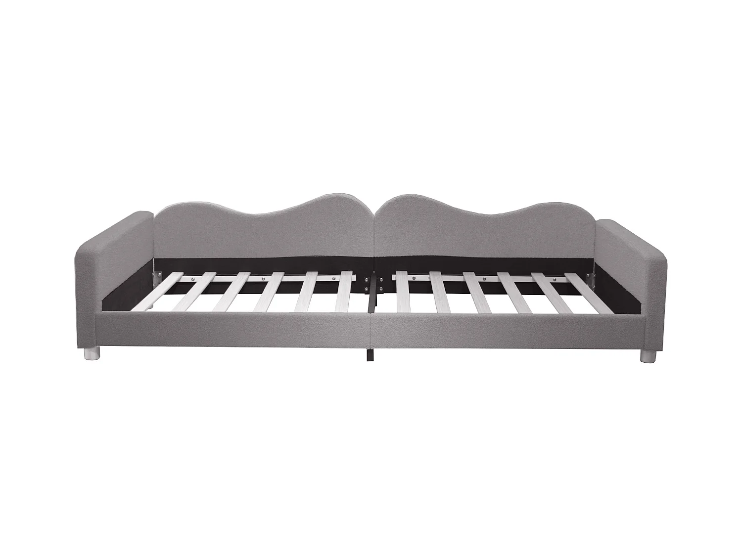 Cama sofá infantil 90x200 cm - Estructura de tela teddy gris (sin colchón)