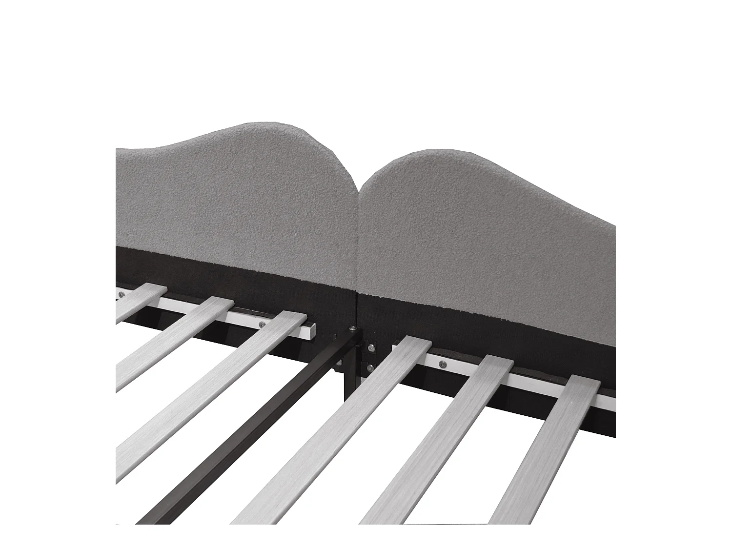 Lit canapé enfant 90x200 cm - structure en tissu teddy Gris(sans matelas)