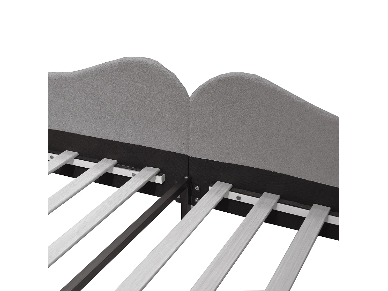 Lit canapé enfant 90x200 cm - structure en tissu teddy Gris(sans matelas)