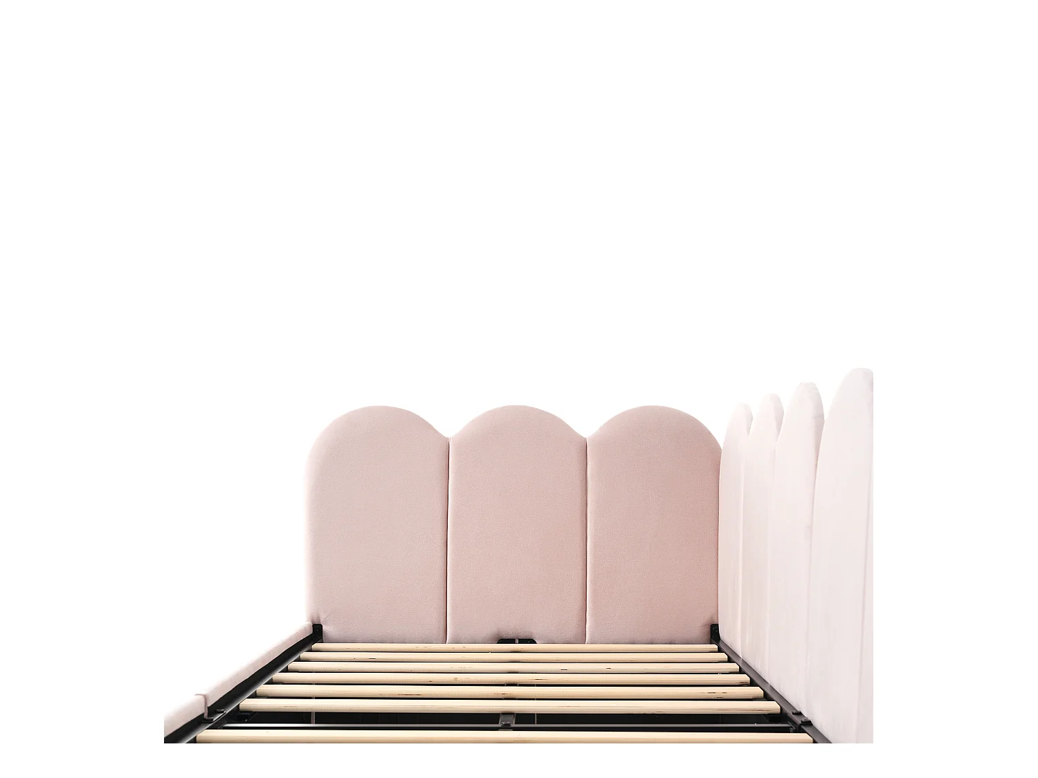 Eénpersoons slaapbank 90x190 cm met 2 laden - Roze fluweel (zonder matras)