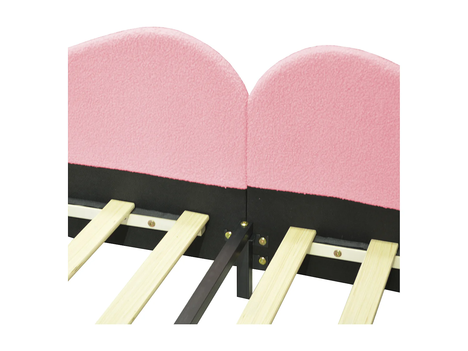 Canapé-lit enfant 90x200 cm, lit doux avec dossier et accoudoirs en tissu teddy rose(sans matelas)