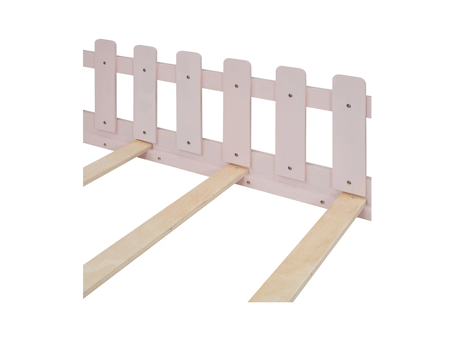 Lit cabane enfant 90x200 cm avec barreaux - Rose(sans matelas)