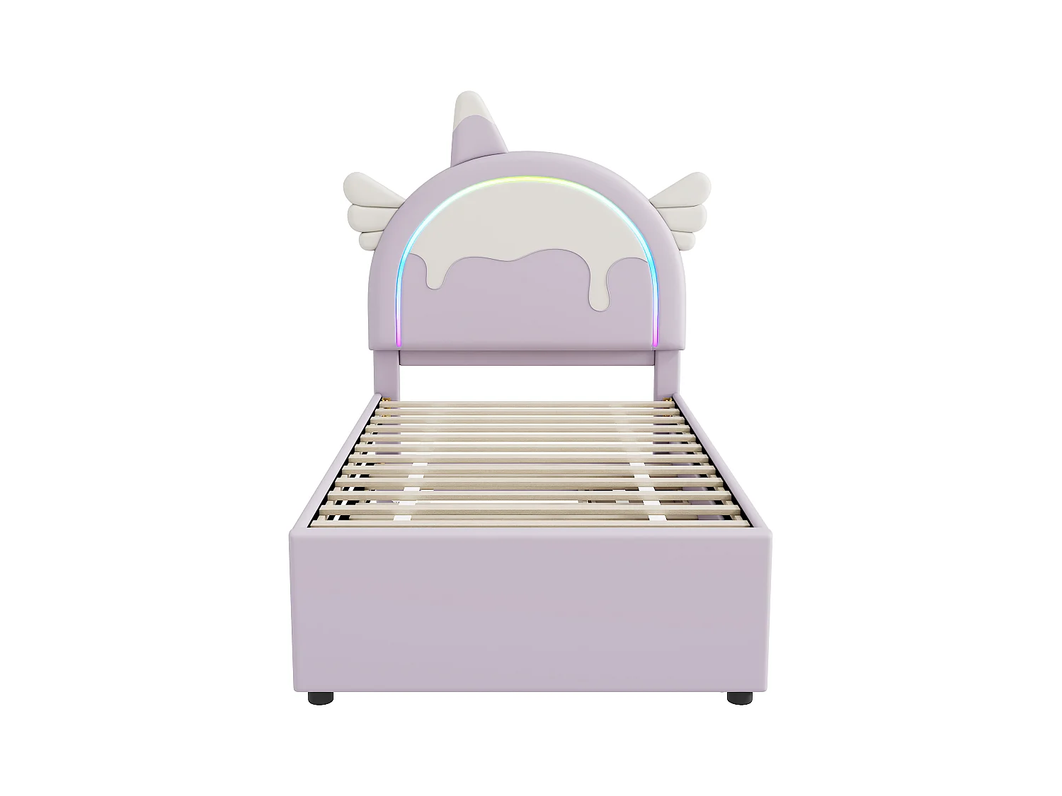 Lit gigogne enfant 90x200 cm en forme de licorne avec lit supplémentaire, en PU violet(sans matelas)