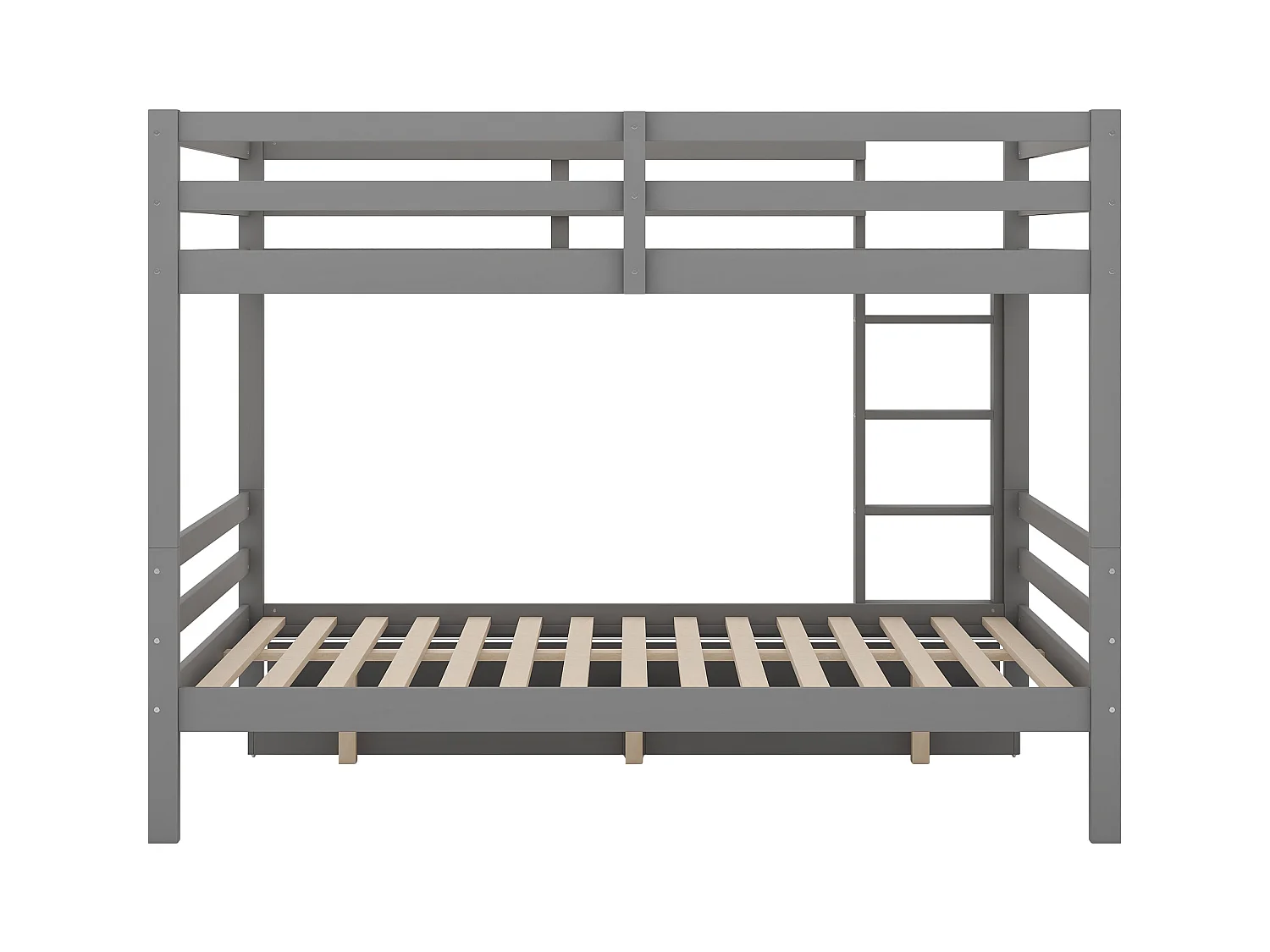 Lit superposé 140x200 cm - Lit enfant avec tiroirs - Balustrade haute - Gris(sans matelas)