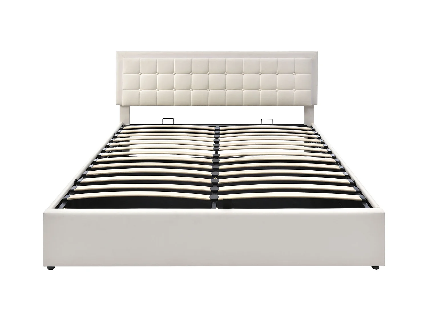 Lit coffre adulte 180x200 cm avec LED, revêtement en PU Blanc, sans matelas