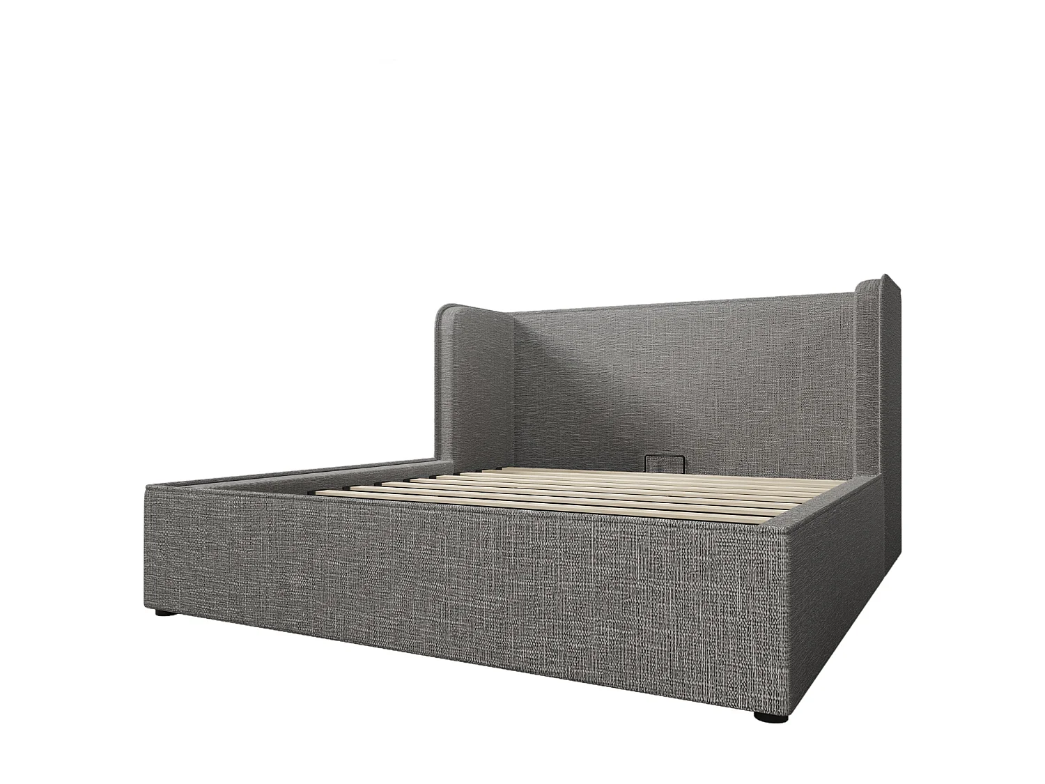 Cama baú dupla 160x200 cm em linho cinza - com braços largos e capa com estrutura removível (sem colchão)
