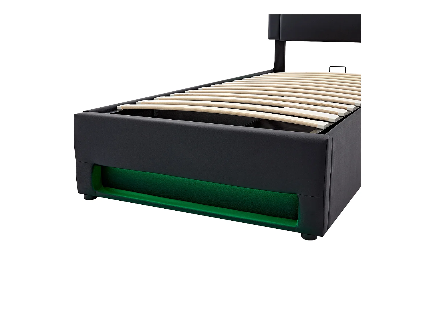 Lit coffre enfant 90 x 200 cm, avec port USB, éclairage LED,en PU noir, sans matelas
