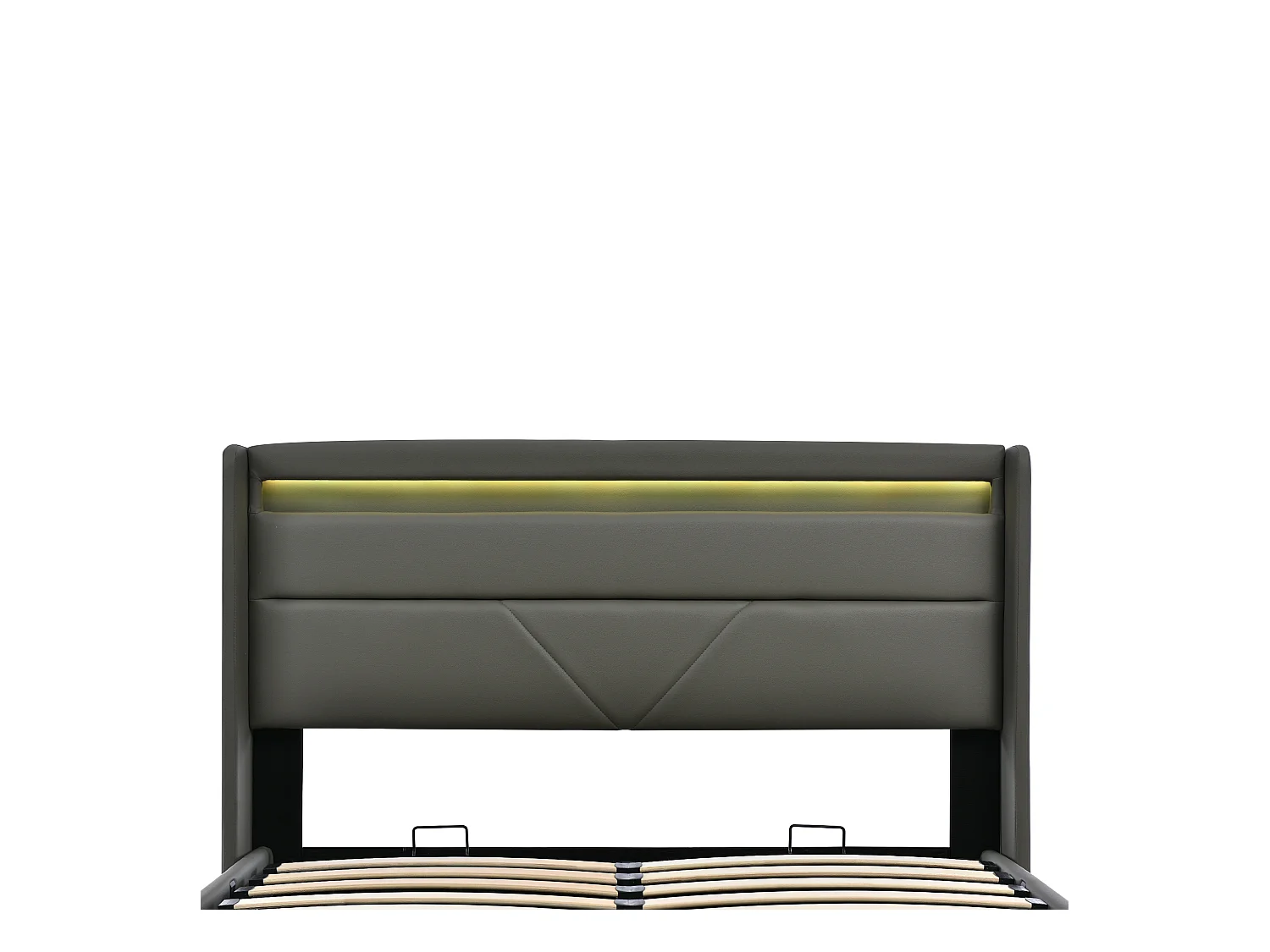 Letto contenitore matrimoniale 160x200 cm con illuminazione LED e telecomando - PU, grigio (senza materasso)