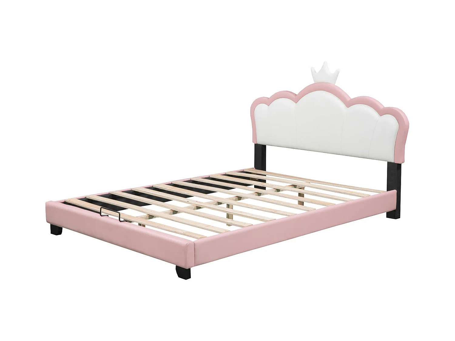 Letto principessa bambino 140x200 cm a forma di corona con rete a doghe e testiera, rosa (materasso non incluso)